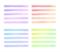 Colorful gradient watercolor vector stripes, streaks set