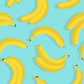 Seamless stylish pattern with fresh yellow bananas in flat style. Royalty Free Stock Photo