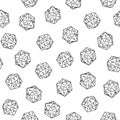 Seamless hand-drawn icosahedron print. Vector monochrome illustration on light background. Original sketched d20 pattern.