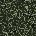 Seamless stylized leaves shapes green pattern