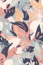 Seamless stylized nature inspired pattern with flowers and foliage Royalty Free Stock Photo