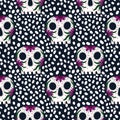 Seamless sugar skulls pattern for fabrics and textiles and packaging and gifts and wrapping paper