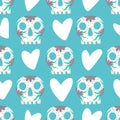 Seamless sugar skulls pattern for fabrics and textiles and packaging and gifts and wrapping paper