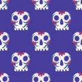 Seamless sugar skulls pattern for fabrics and textiles and packaging and gifts and wrapping paper