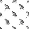 Seamless sumi-e monkey background.