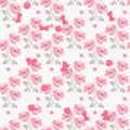 Seamless summer floral pattern with pink poppy flowers and butterflies on white background. Print for fabric, wallpaper Royalty Free Stock Photo