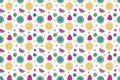 Seamless summer fruit pattern with watermelon, orange, raspberry, and lime slices Royalty Free Stock Photo