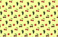 Seamless summer garden berries texture. vector background with raspberry, cherry, sweet cherries and black currant