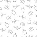 Seamless summer pattern from the contours travel Royalty Free Stock Photo