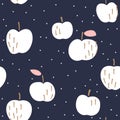 Seamless summer pattern with minimalistic apples. Modern fruit background. Vector illustration