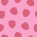 Seamless summer pattern with strawberries on a pink background
