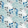 Seamless summer pattern with tropical silhouetts Royalty Free Stock Photo