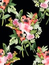 Seamless summer pattern with watercolor flowers