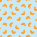 Seamless summer pattern with watercolor orange slices on turquoise background. simple vector texture Royalty Free Stock Photo