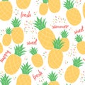 Seamless summer pineapple pattern template for fruit background or package design.