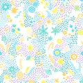 Seamless summer print. Abstract background of trees and flowers