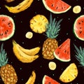 Seamless summer watermelon abstract pattern