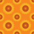 Seamless sun flower pattern orange background vect Royalty Free Stock Photo