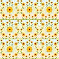Seamless sunflower vector pattern.