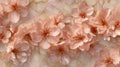A seamless surface background showcasing a peach floral pattern with marble effect and cracked texture Royalty Free Stock Photo