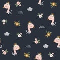 Seamless swan princess pattern