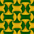 Seamless swirl abstract festive pattern, yellow, green. Tiled pattern. Geometric mosaic. Great for tapestry, carpet, blanket,