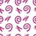 Seamless swirls in burgundy color. Strokes. For textile, canvas or wrapping paper. Flat doodles. Vector