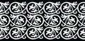 Seamless swirly floral black and white border
