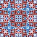Seamless symmetrical ethnic blue-red ornament