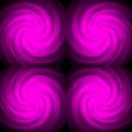 Seamless symmetrical image of a purple galaxy on a black background. Pink abstraction with a mirror pattern of circular motion