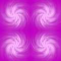 Seamless symmetrical image of a white galaxy on a purple background. Pink abstraction with a mirror pattern with circular motion