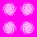 Seamless symmetrical image of a white galaxy on a purple background. Pink abstraction with a swirling mirror pattern