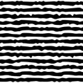Seamless tabby monochrome pattern. Endless background with black and white wavy lines. Horizontal zebra stripes Royalty Free Stock Photo