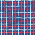 Seamless tartan pattern with hand drawn wavy checks on blue background Royalty Free Stock Photo