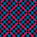 Seamless tartan plaid pattern. Checkered fabric texture print in shades of red, bright fuchsia, light teal green, pale