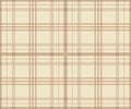 Seamless tartan plaid pattern. Checkered fabric texture print in stripes cream and pale brown colors. Royalty Free Stock Photo