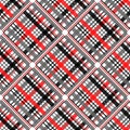 Seamless tartan plaid pattern in stripes of red, black and white. Checkered twill fabric texture. Vector swatch for digital textil Royalty Free Stock Photo