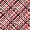 Seamless tartan plaid pattern in stripes of red, black and white. Checkered twill fabric texture. Vector swatch for digital textil Royalty Free Stock Photo