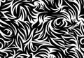 Seamless tattoo floral tribal background. Black enveloping loop pattern repeatable zembra camouflage maze Royalty Free Stock Photo