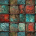 Seamless Teal Rustic Revival: Bold Grunge Abstraction with Gold Accents Background