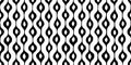 Seamless teardrop ogee pinstripe pattern made of wonky hand drawn black ink stripes on white background