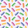 Seamless technology vector pattern, chaotic background with colorful icons of flash drive , over light backdrop Royalty Free Stock Photo
