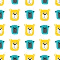 Seamless teddy bear pattern vector hand drawn illustration cartoon style.bear faces on white background.suitable for Royalty Free Stock Photo