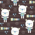Seamless teddy bear pattern vector illustration Royalty Free Stock Photo