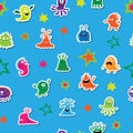 Seamless template with cute aliens