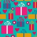 Seamless template with cute colorful gifts