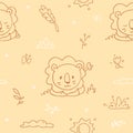 Seamless tender jungle pattern with baby lions