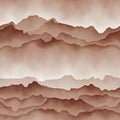 Seamless terracotta colored mountain landscape pattern for print