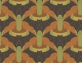 Seamless Tessellation Pattern with Turtles and Bats Vector Royalty Free Stock Photo