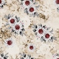 Seamless textile digital flower floral design on ground with flower shadow for wallpaper , fabric ,and digital print design